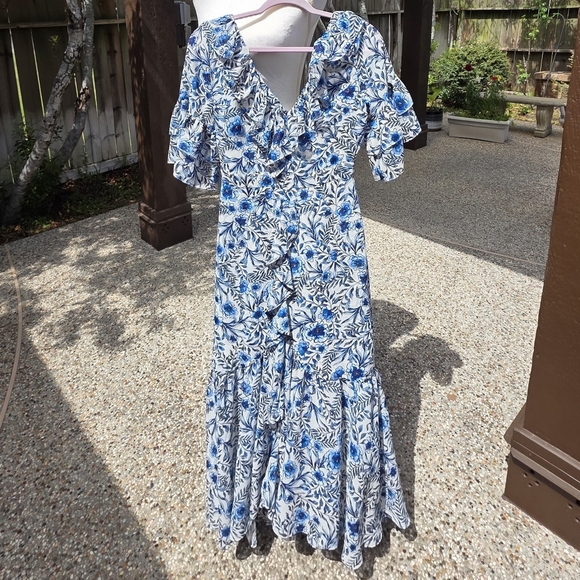 Nwot Misa Los ANGELES Floral Blue and White Women's Dress 0 - Picture 1 of 15